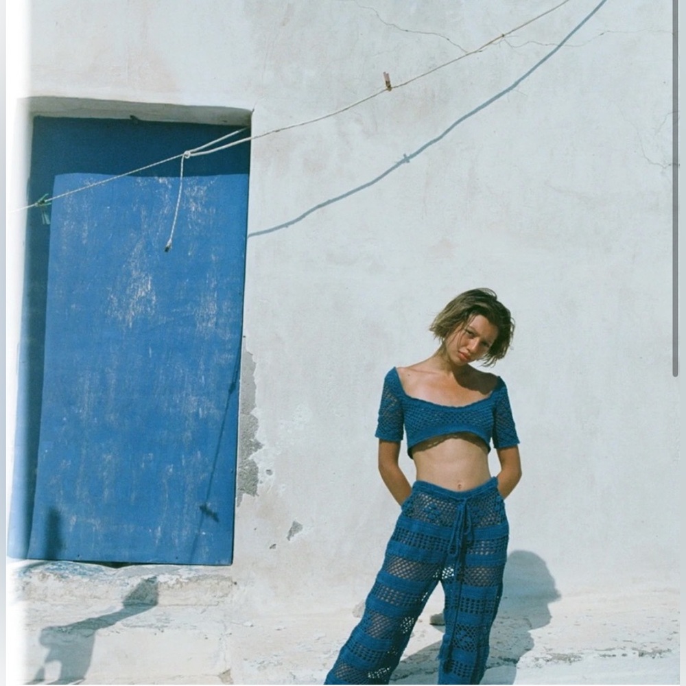 Akoia Swim - Blue Crochet Wide-Leg Pants - Picture 2 of 8